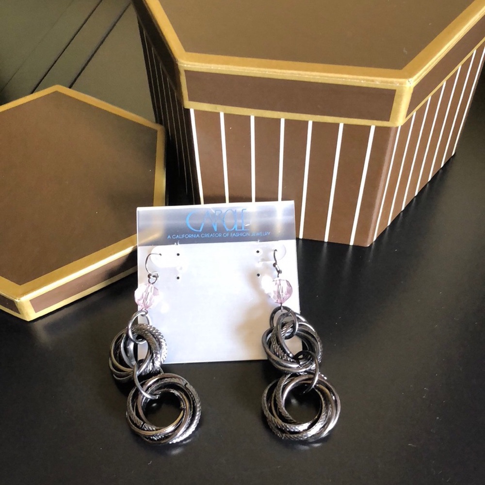 Unique Multi Round Rings Earrings - Picture 2 of 7